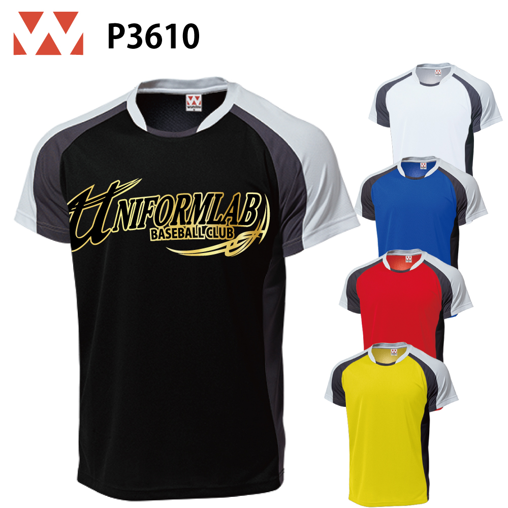 Vノッチクルーネック ベースボールシャツ